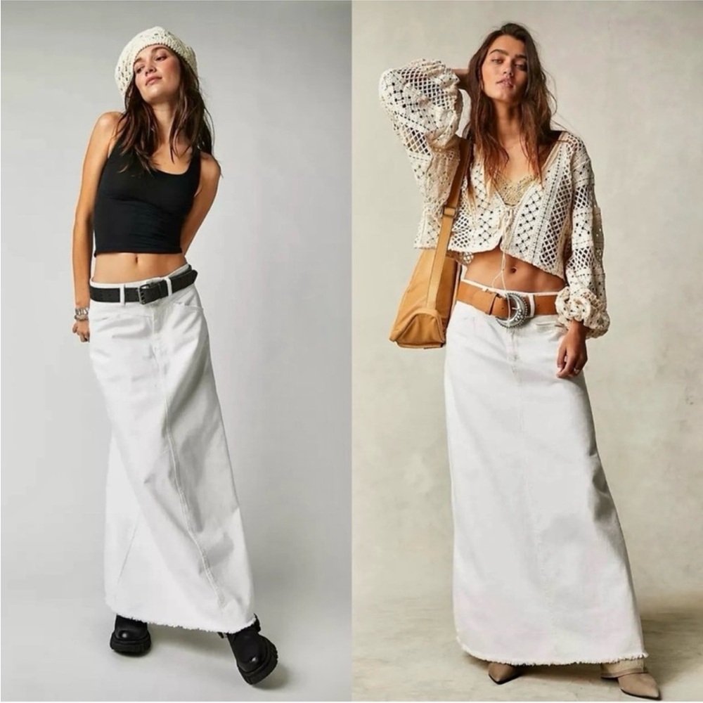 Free People White Maxi Skirt